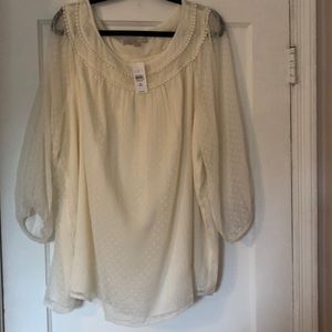 NWT cream Loft blouse